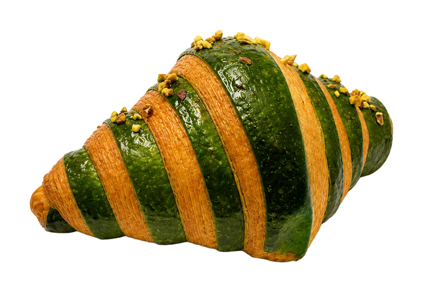 Croissant bicolor verde relleno terminado (pistacho)