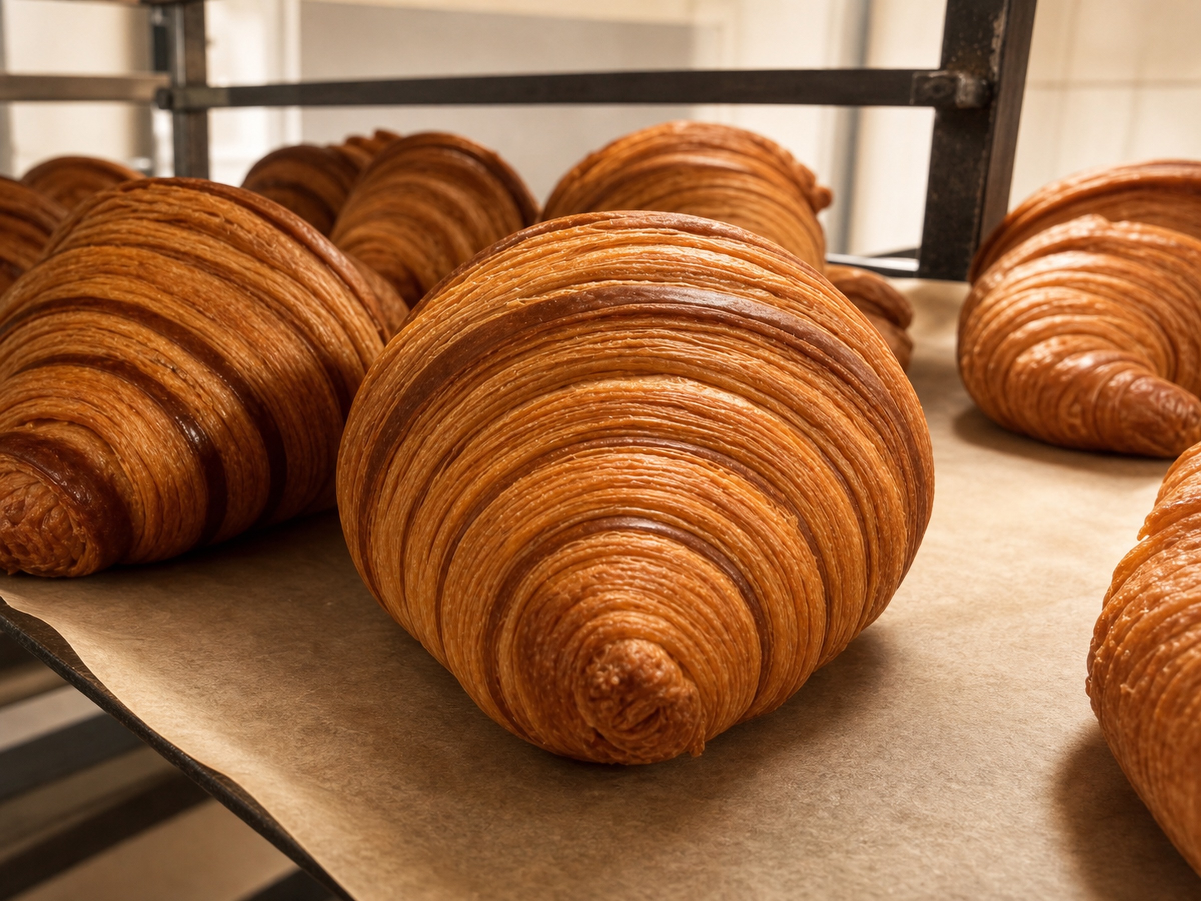 Croissants cl&aacute;sicos LE CROISE en producci&oacute;n para el servicio de desayuno hotelero